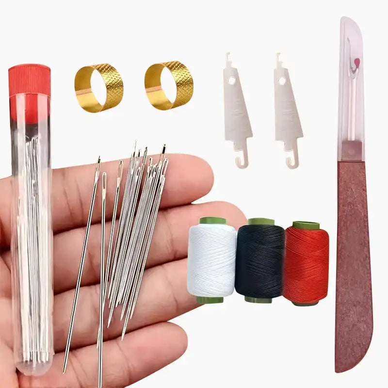 Kit de Costura Premium Completo - Estojo Zíper + Tubos de Linhas GRÁTIS